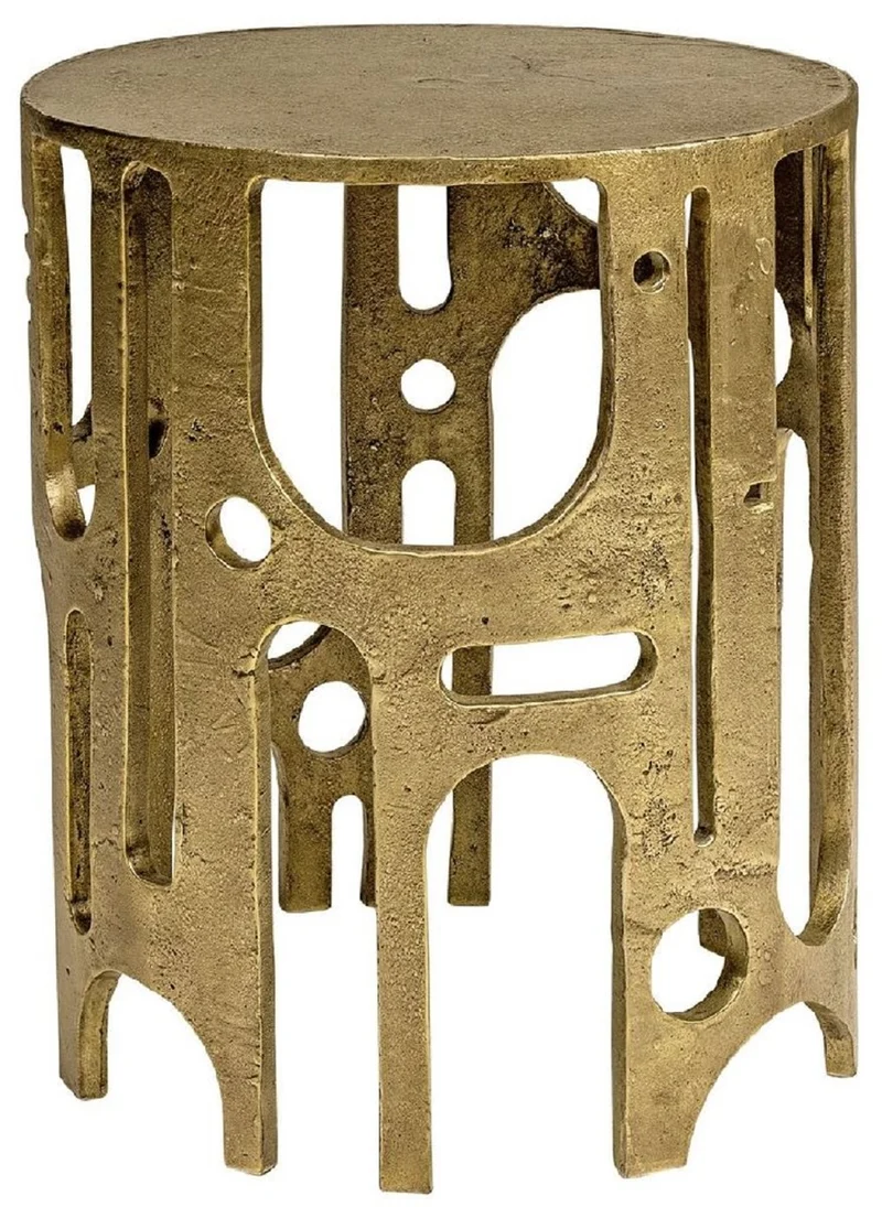 Casa Padrino Designer Hocker Bronze Ø 41 x H. 48 cm - Runder Aluminium Sitzhocker - Rundhocker - Wohnzimmer Möbel - Luxus Möbel - Designer Möbel - Luxus Einrichtung - Designer Einrichtung