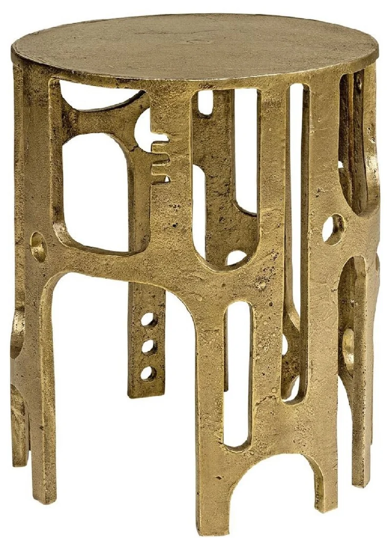 Casa Padrino Designer Hocker Bronze Ø 41 x H. 48 cm - Runder Aluminium Sitzhocker - Rundhocker - Wohnzimmer Möbel - Luxus Möbel - Designer Möbel - Luxus Einrichtung - Designer Einrichtung