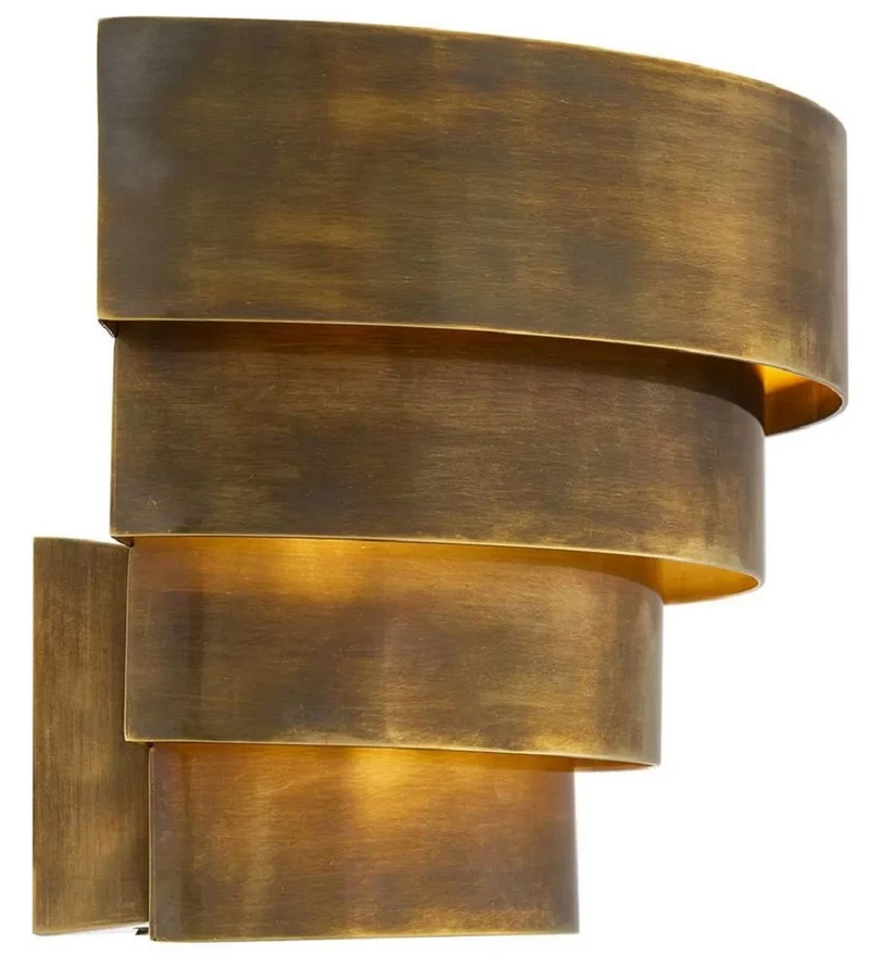 Casa Padrino Luxus Wandleuchte Vintage Messing 30 x 16 x H. 18,5 cm - Halbrunde Messing Wandlampe - Wohnzimmer Wandleuchte - Hotel Wandleuchte - Restaurant Wandleuchte - Luxus Leuchten