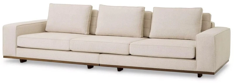 Casa Padrino Luxus Sofa Beige / Braun 286 x 110 x H. 80 cm - Wohnzimmer Sofa mit Kissen - Wohnzimmer Möbel - Luxus Möbel - Wohnzimmer Einrichtung - Luxus Einrichtung - Luxus Qualität