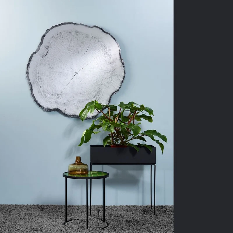 Casa Padrino Luxus Wandspiegel im Baumscheiben Design Weiß / Schwarz 101 x 2,5 x H. 98 cm - Wohnzimmer Spiegel - Schlafzimmer Spiegel - Garderoben Spiegel - Luxus Möbel - Luxus Interior
