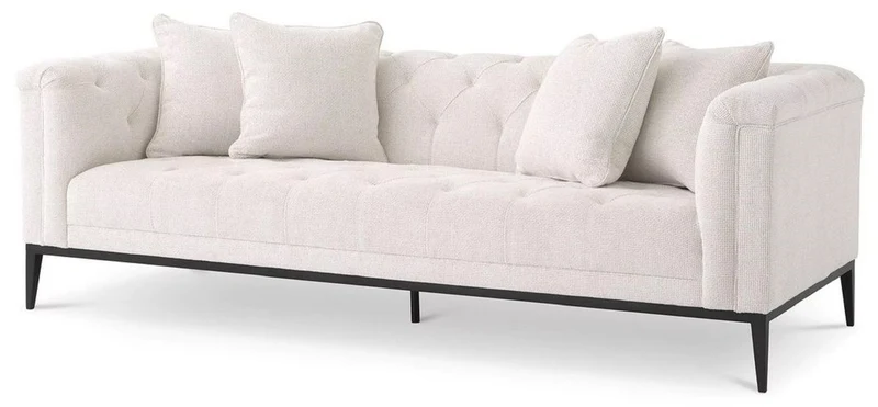Casa Padrino Luxus Chesterfield Sofa mit 4 Kissen Weiß / Rotguss 231 x 97 x H. 75 cm - Wohnzimmer Sofa - Hotel Sofa - Wohnzimmer Möbel - Chesterfield Möbel - Luxus Möbel - Luxus Einrichtung