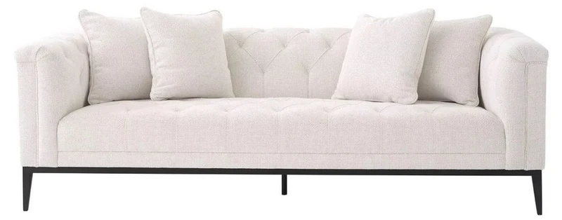 Casa Padrino Luxus Chesterfield Sofa mit 4 Kissen Weiß / Rotguss 231 x 97 x H. 75 cm - Wohnzimmer Sofa - Hotel Sofa - Wohnzimmer Möbel - Chesterfield Möbel - Luxus Möbel - Luxus Einrichtung