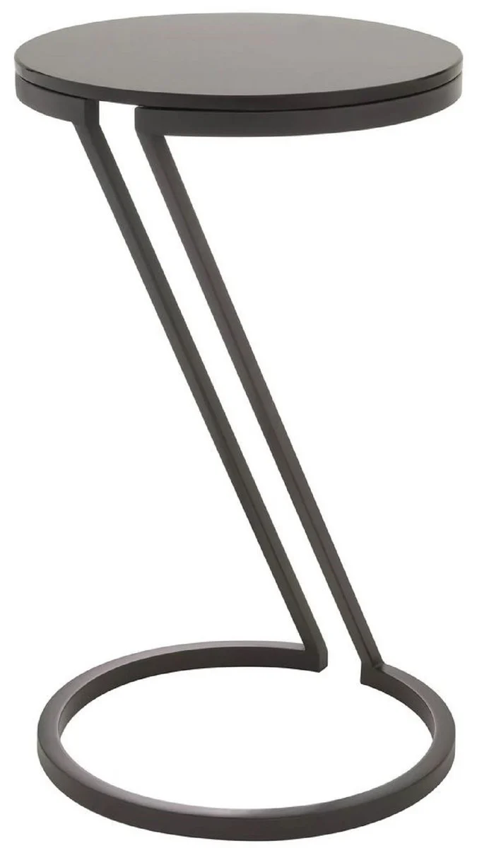 Casa Padrino Luxus Beistelltisch Rotguss / Grau Ø 36 x H. 60 cm - Edelstahl Tisch mit Glasplatte - Wohnzimmer Möbel - Luxus Möbel - Luxus Einrichtung - Luxus Interior
