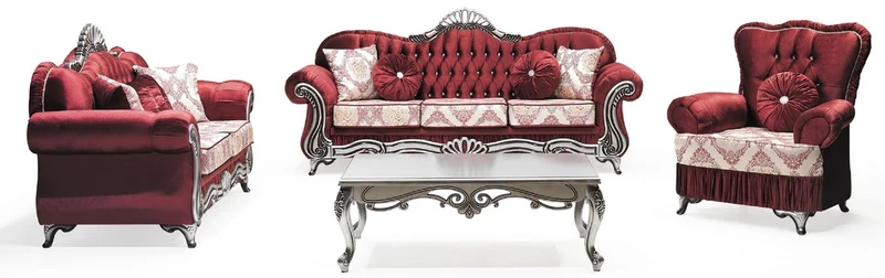 Casa Padrino Luxus Barock Sessel Bordeauxrot / Creme / Silber - Wohnzimmer Sessel mit Muster und Glitzersteinen - Barockstil Wohnzimmer Möbel - Luxus Möbel im Barockstil - Barock Einrichtung