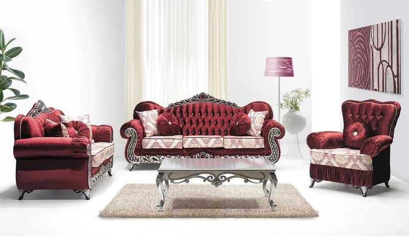 Casa Padrino Luxus Barock Sessel Bordeauxrot / Creme / Silber - Wohnzimmer Sessel mit Muster und Glitzersteinen - Barockstil Wohnzimmer Möbel - Luxus Möbel im Barockstil - Barock Einrichtung