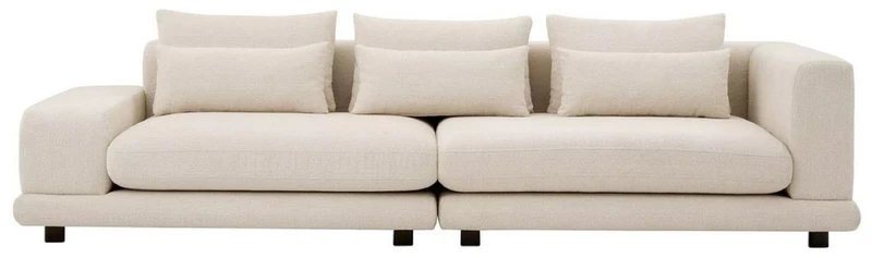 Casa Padrino Luxus Sofa Beige / Schwarz 285 x 106 x H. 66 cm - Wohnzimmer Sofa mit Kissen - Wohnzimmer Möbel - Luxus Möbel - Wohnzimmer Einrichtung - Luxus Einrichtung - Luxus Qualität