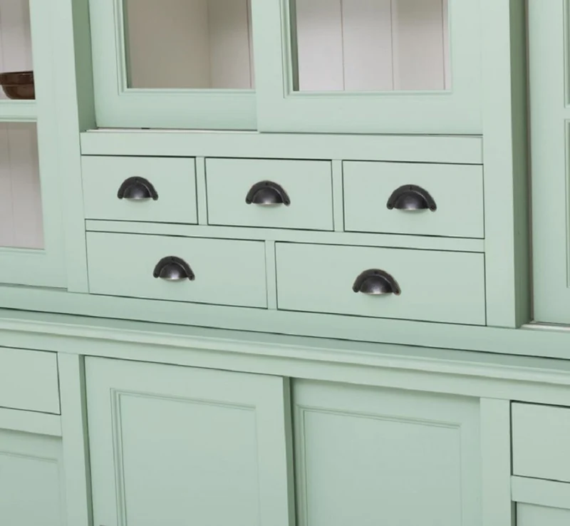 Casa Padrino Landhausstil Esszimmerschrank Mintgrün / Weiß 280 x 55 x H. 225 cm - Massivholz Küchenschrank - Esszimmer Möbel im Landhausstil - Landhausstil Esszimmer Einrichtung