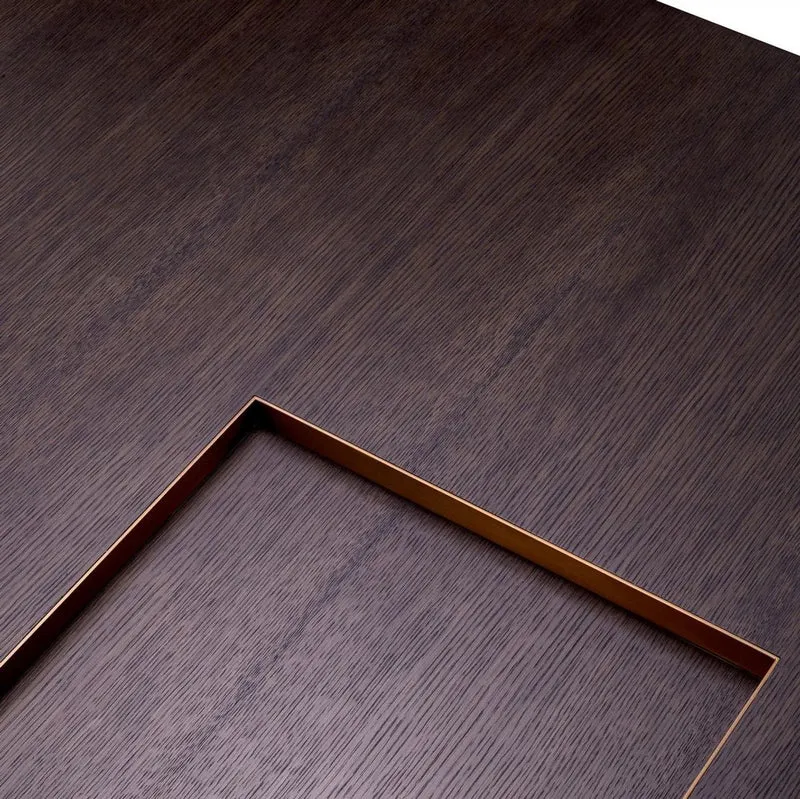 Casa Padrino Luxus Couchtisch Mokka / Messing 110 x 110 x H. 31 cm - Quadratischer Wohnzimmertisch - Wohnzimmer Möbel - Massivholz Möbel - Luxus Möbel - Luxus Einrichtung
