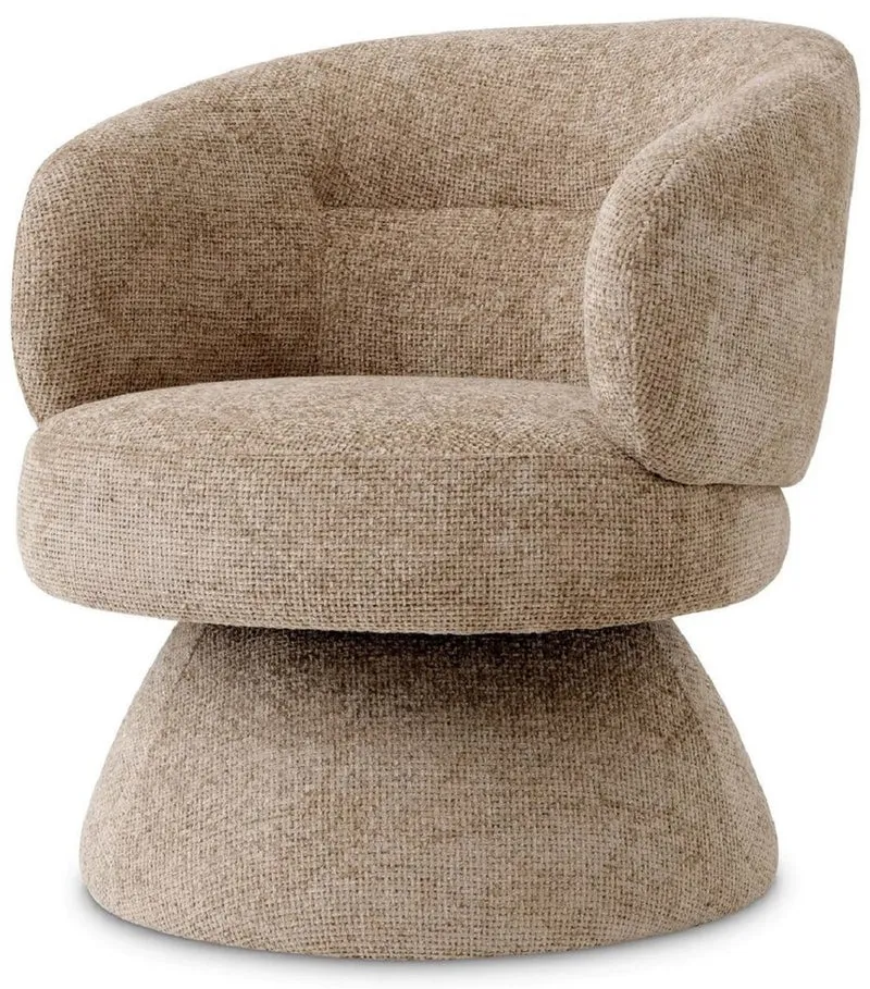 Casa Padrino Luxus Drehsessel Sandfarben 70 x 80 x H. 79 cm - Wohnzimmer Sessel - Hotel Sessel - Wohnzimmer Möbel - Hotel Möbel - Luxus Möbel - Luxus Wohnzimmer Einrichtung