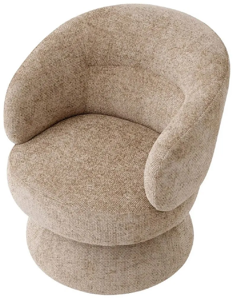 Casa Padrino Luxus Drehsessel Sandfarben 70 x 80 x H. 79 cm - Wohnzimmer Sessel - Hotel Sessel - Wohnzimmer Möbel - Hotel Möbel - Luxus Möbel - Luxus Wohnzimmer Einrichtung