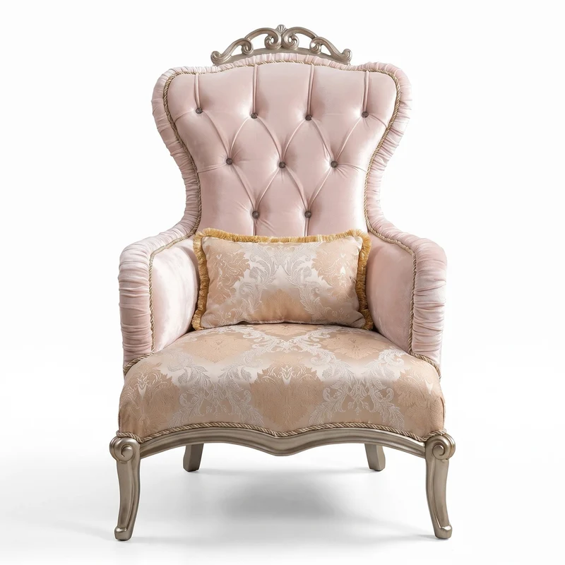 Casa Padrino Luxus Barock Sessel Rosa / Silber - Prunkvoller Wohnzimmer Sessel mit Glitzersteinen - Luxus Wohnzimmer Möbel im Barockstil - Barock Möbel - Barock Einrichtung - Edel & Prunkvoll