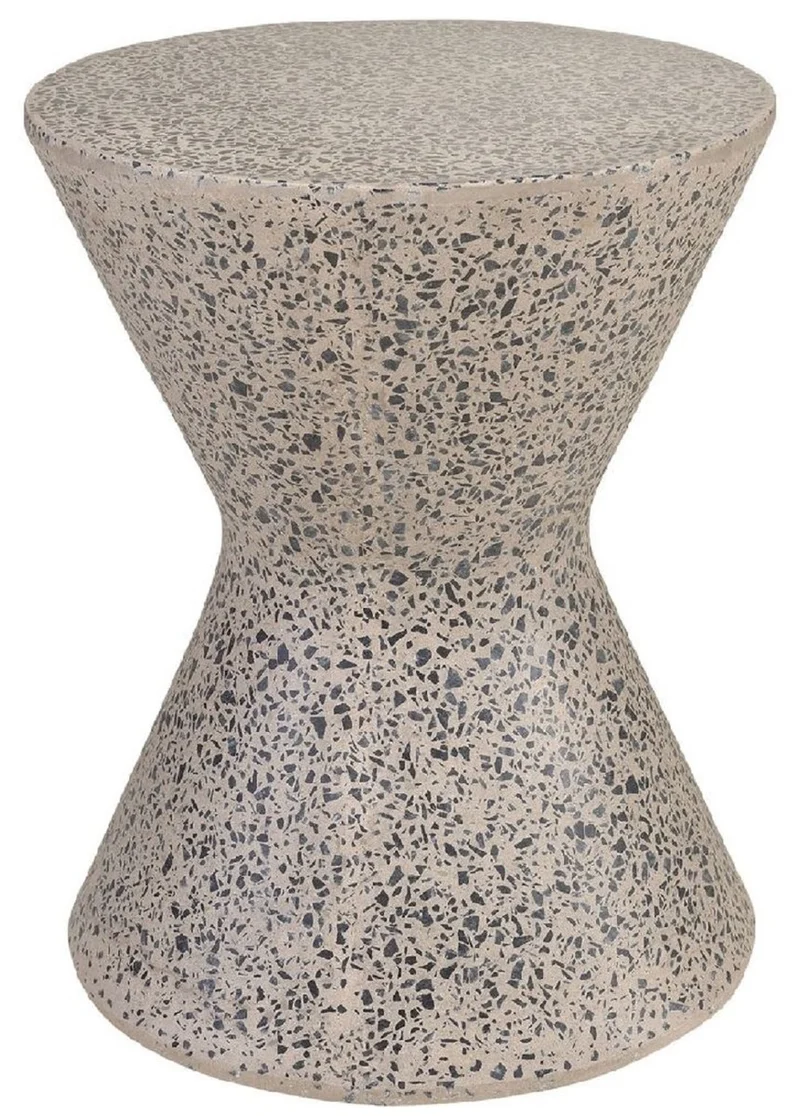 Casa Padrino Luxus Beistelltisch / Hocker Grau Ø 40 x H. 51 cm - Runder Beton Tisch / Sitzhocker - Wohnzimmer Möbel - Luxus Möbel - Beton Möbel - Luxus Einrichtung - Wohnzimmer Einrichtung