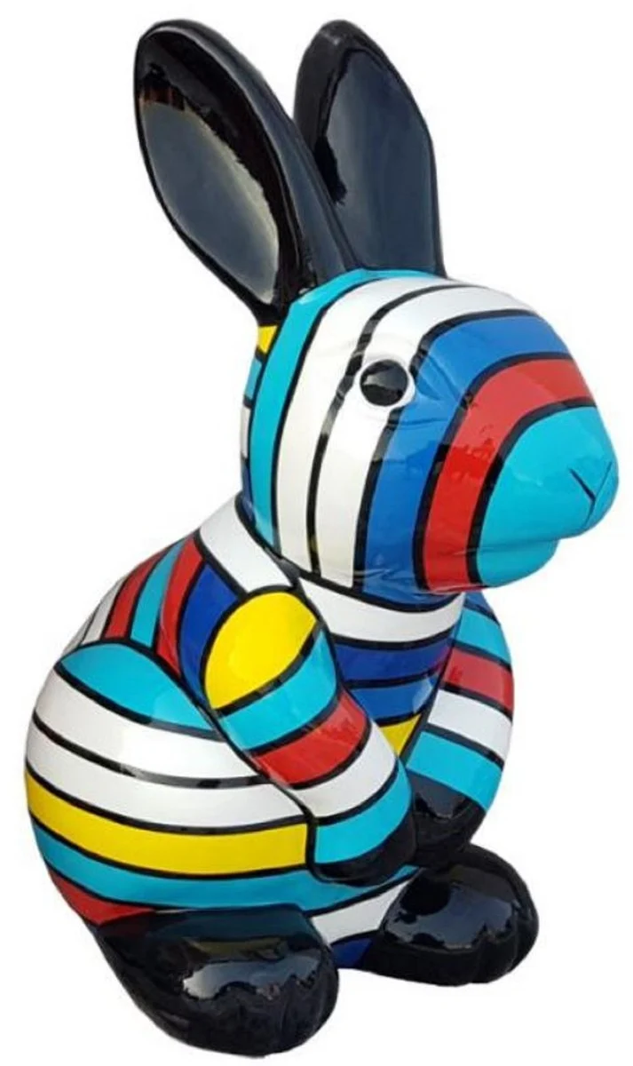 Casa Padrino Luxus Designer Dekofigur Hase Mehrfarbig H. 65 cm - Wetterbeständige Deko Skulptur - Luxus Deko Tierfigur - Wohnzimmer Deko Figur - Garten Deko Figur - Designer Deko Accessoires