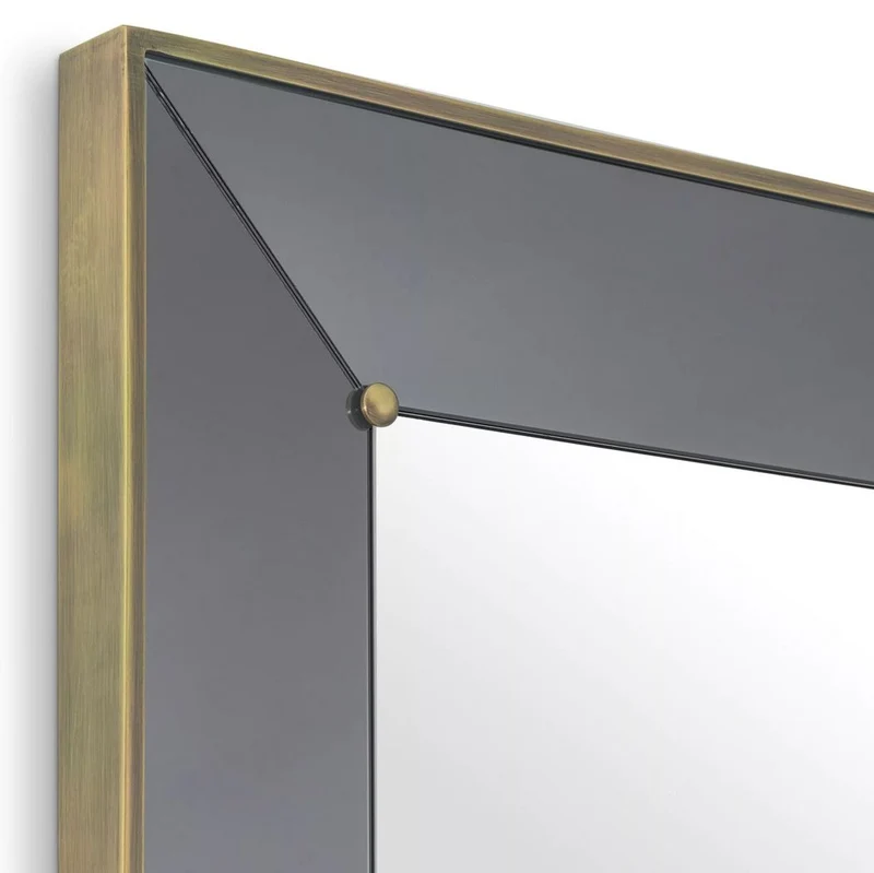 Casa Padrino Luxus Wandspiegel Grau / Antik Messing 100 x H. 217 cm - Rechteckiger Garderoben Spiegel mit Glasregal - Badezimmer Spiegel - Garderoben Möbel - Badezimmer Möbel - Luxus Möbel