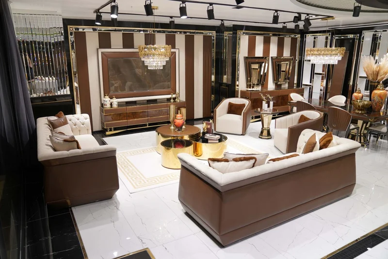 Casa Padrino Luxus Beistelltisch Braun / Grau / Gold - Verspiegelter 8 eckiger Massivholz Tisch - Wohnzimmer Möbel - Wohnzimmer Einrichtung - Luxus Möbel - Luxus Einrichtung - Luxus Qualität