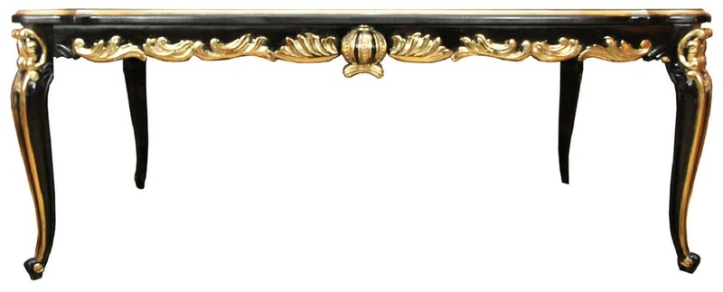 Pompöös by Casa Padrino Barock Luxus Esszimmer Set Krone Gold / Schwarz - Pompööser Barock Esstisch mit Glasplatte und 8 Stühlen designed by Harald Glööckler - Esszimmer Möbel im Barockstil