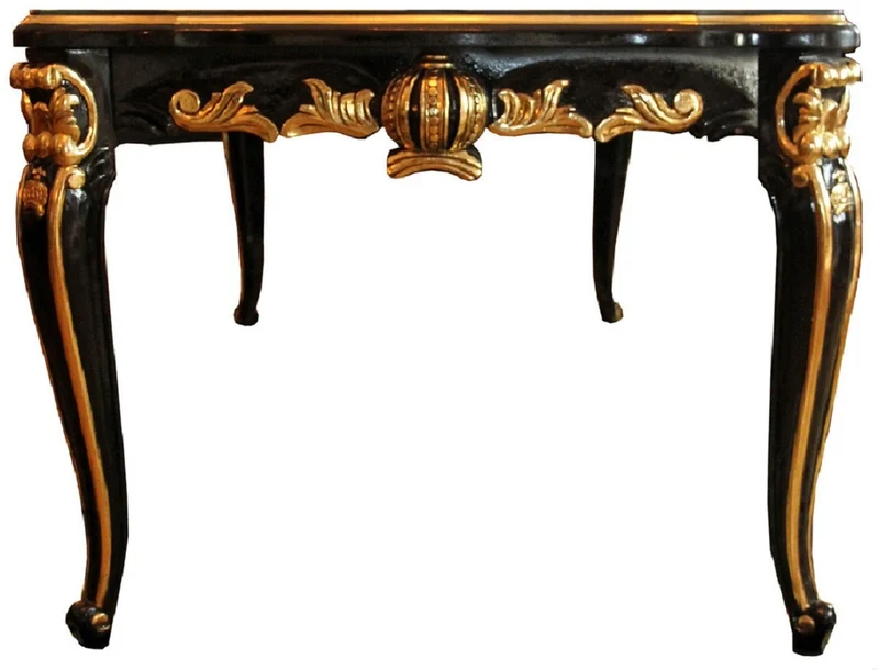 Pompöös by Casa Padrino Barock Luxus Esszimmer Set Krone Gold / Schwarz - Pompööser Barock Esstisch mit Glasplatte und 8 Stühlen designed by Harald Glööckler - Esszimmer Möbel im Barockstil