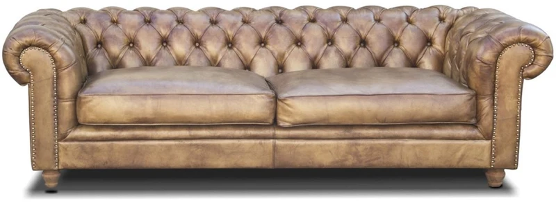 Casa Padrino Luxus Chesterfield Leder Sofa Vintage Hellbraun 240 x 100 x H. 80 cm - Echtleder Wohnzimmer Sofa - Wohnzimmer Möbel - Chesterfield Möbel - Luxus Möbel - Luxus Wohnzimmer Einrichtung