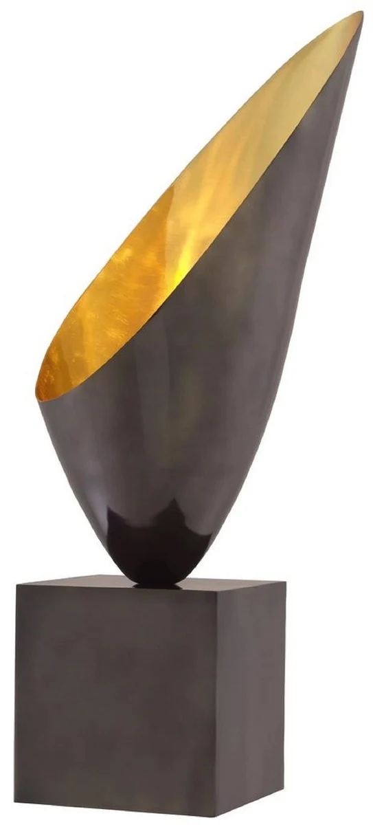 Casa Padrino Luxus Designer Tischleuchte Rotguss / Gold / Schwarz 30 x H. 70,5 cm - Elegante Schreibtischleuchte mit Granitsockel - Luxus Leuchten - Luxus Möbel - Luxus Interior