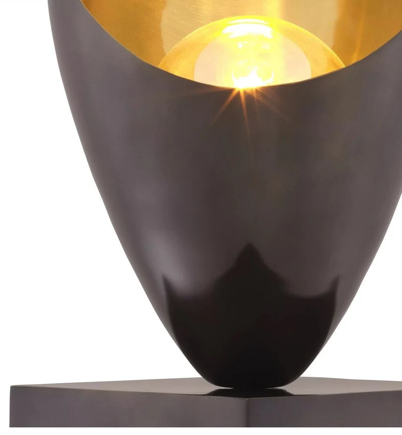 Casa Padrino Luxus Designer Tischleuchte Rotguss / Gold / Schwarz 30 x H. 70,5 cm - Elegante Schreibtischleuchte mit Granitsockel - Luxus Leuchten - Luxus Möbel - Luxus Interior