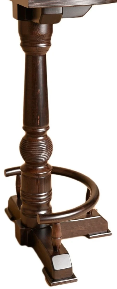 Casa Padrino Luxus Stehtisch mit Fußstütze Dunkelbraun 75 x 50 x H. 110 cm - Halbrunder Massivholz Tisch - Halbrunder Massivholz Bartisch - Massivholz Möbel - Bar Möbel - Gastronomie Möbel