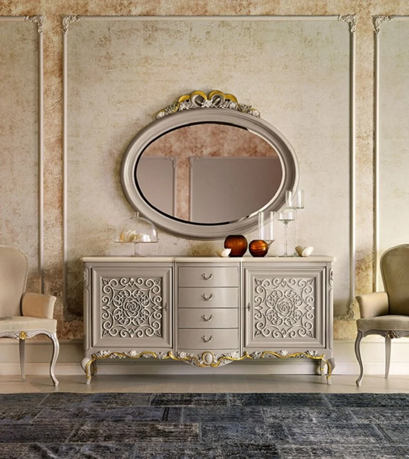 Casa Padrino Luxus Barock Sideboard Grau / Braun / Creme / Gold - Handgefertigter Massivholz Schrank - Luxus Möbel Möbel im Barockstil - Barock Möbel - Luxus Qualität - Made in Italy