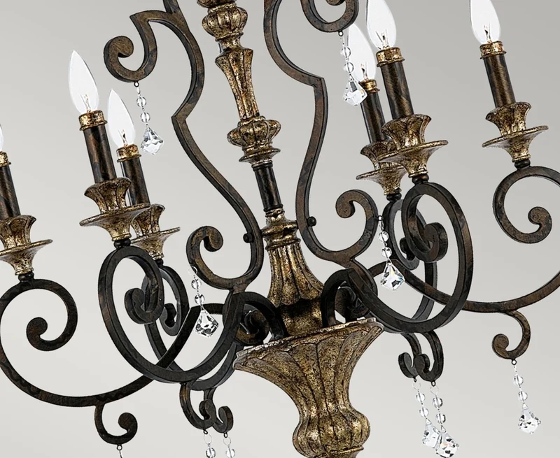 Casa Padrino Barock Kristall Kronleuchter Bronze / Antik Gold Ø 71 x H. 96,5 cm - Prunkvoller Barockstil Kronleuchter - Wohnzimmer & Hotel Kronleuchter - Barock Möbel - Barock Leuchten