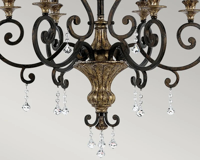 Casa Padrino Barock Kristall Kronleuchter Bronze / Antik Gold Ø 71 x H. 96,5 cm - Prunkvoller Barockstil Kronleuchter - Wohnzimmer & Hotel Kronleuchter - Barock Möbel - Barock Leuchten