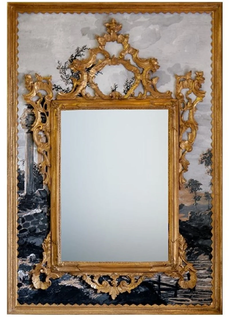 Casa Padrino Luxus Barock Spiegel Antik Gold / Mehrfarbig - Rechteckiger italienischer Barockstil Wandspiegel - Barock Möbel - Luxus Möbel im Barockstil - Luxus Qualität - Made in Italy