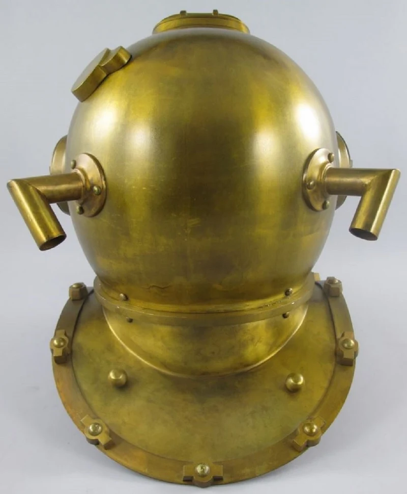 Casa Padrino Antik Stil Deko Taucherhelm Messing brüniert 35 x 50 x H. 47 cm - Wohnzimmer Deko - Schreibtisch Deko - Luxus Deko - Deko Accessoires