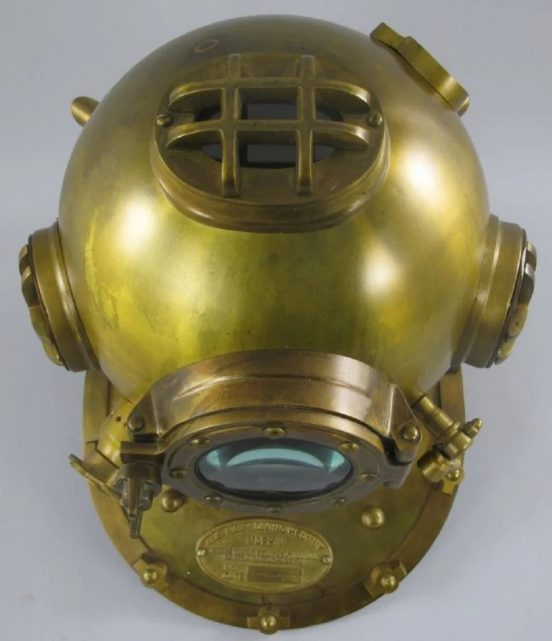 Casa Padrino Antik Stil Deko Taucherhelm Messing brüniert 35 x 50 x H. 47 cm - Wohnzimmer Deko - Schreibtisch Deko - Luxus Deko - Deko Accessoires