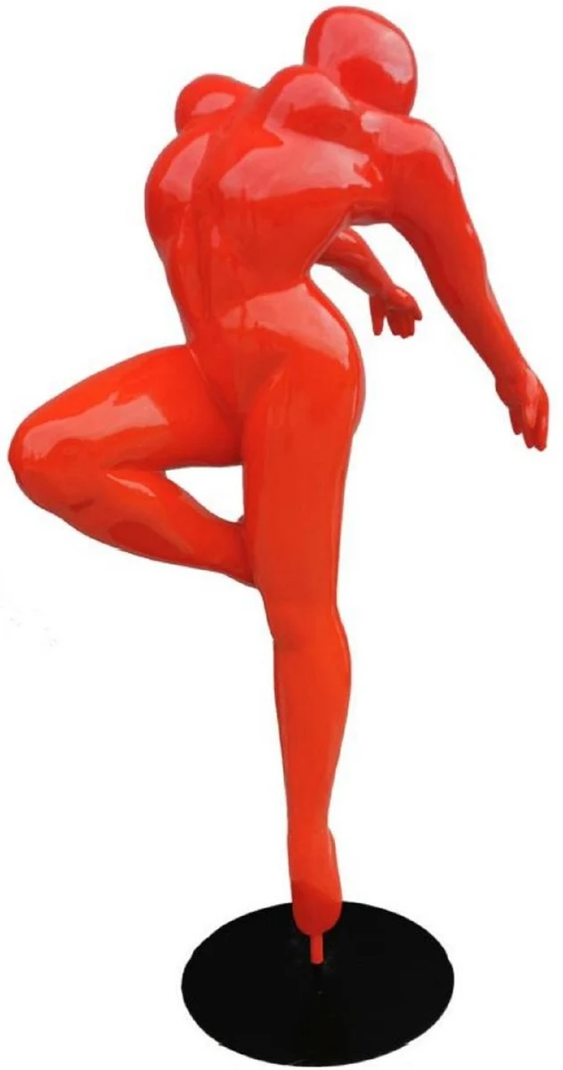 Casa Padrino Luxus Deko Skulptur Ballerina Tänzerin Rot / Schwarz 120 x 60 x H. 165 cm - Lebensgroße Deko Figur - XXL Deko Skulptur - XXL Deko Figur - Luxus Wohnzimmer & Garten Deko