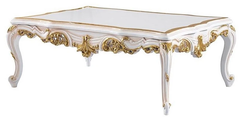 Casa Padrino Luxus Barock Wohnzimmer Set Silber / Beige / Schwarz / Weiß / Gold - 2 Barock Sofas & 2 Barock Sessel & 1 Barock Couchtisch - Luxus Wohnzimmer Möbel im Barockstil - Barock Möbel