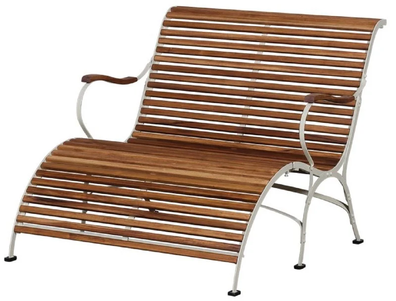 Casa Padrino Luxus Jugendstil Gartenbank Braun / Creme 107 x 150 x H. 91 cm - Garten & Terrassen Sitzbank mit Armlehnen und Fußstütze - Jugendstil Garten & Terrassen Möbel