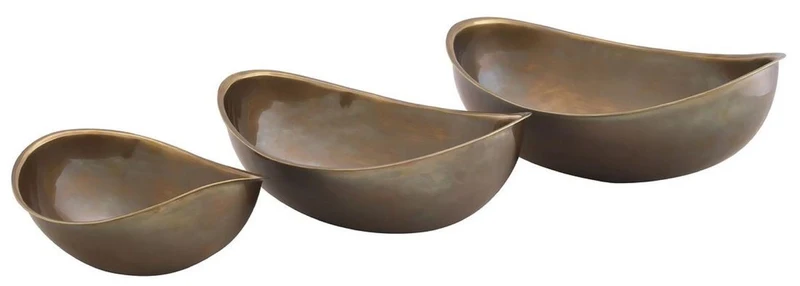 Casa Padrino Luxus Schüssel 3er Set Vintage Messing - Servierschüsseln - Obstschüsseln - Luxus Deko Accessoires - Hotel & Restaurant Accessoires - Luxus Qualität