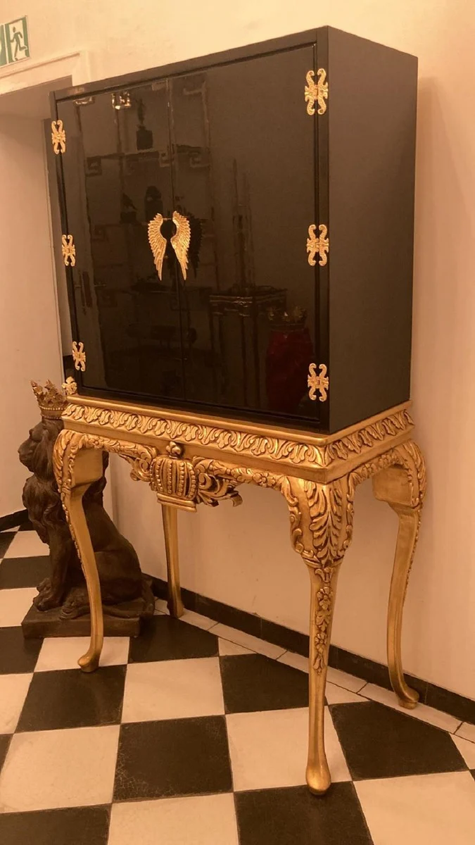 Pompöös by Casa Padrino Luxus Barock Barschrank Schwarz / Gold - Pompööser Barock Weinschrank designed by Harald Glööckler - Barock Bar Möbel - Edel & Prunkvoll