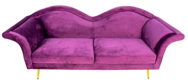 Casa Padrino Luxus Designer 3er Sofa Lila / Gold 215 x 73 x H. 85 cm - Wohnzimmer Sofa - Wohnzimmer Möbel - Luxus Möbel - Designer Möbel - Wohnzimmer Einrichtung - Luxus Einrichtung