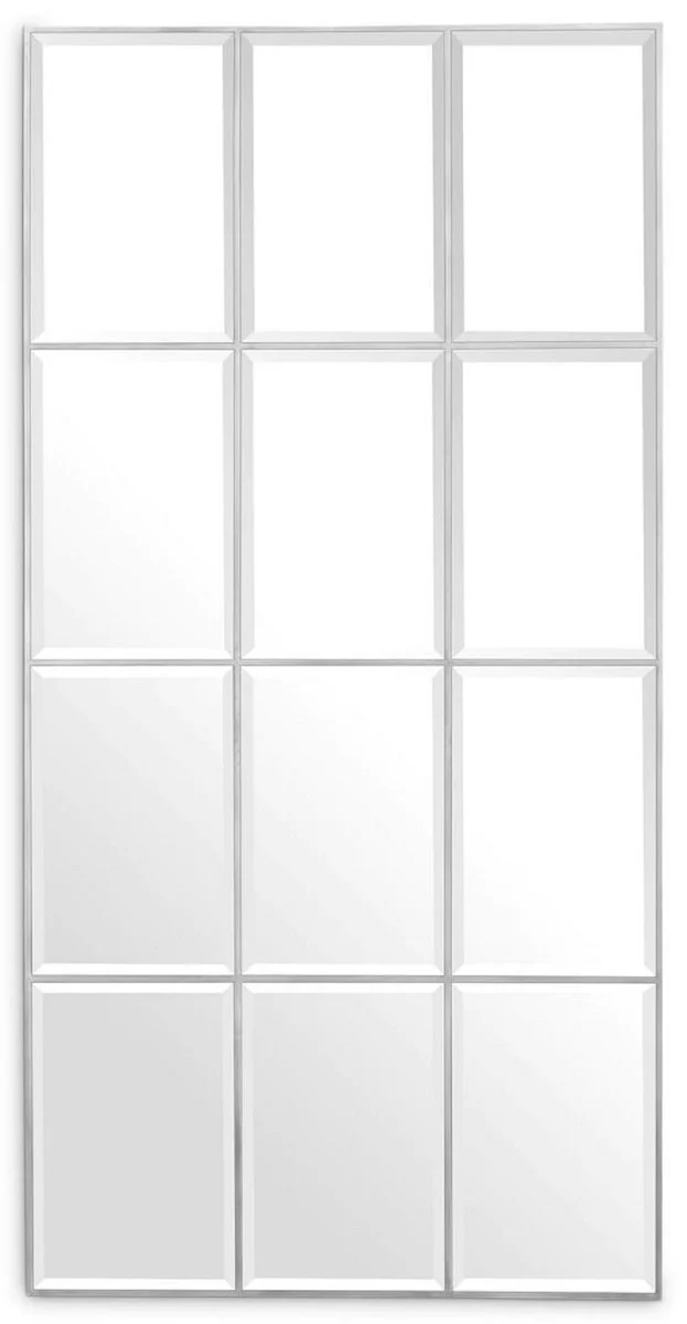 Casa Padrino Luxus Wandspiegel Silber 78,5 x H. 215,5 cm - Rechteckiger Wohnzimmer Spiegel - Schlafzimmer Spiegel - Garderoben Spiegel - Luxus Möbel - Luxus Einrichtung
