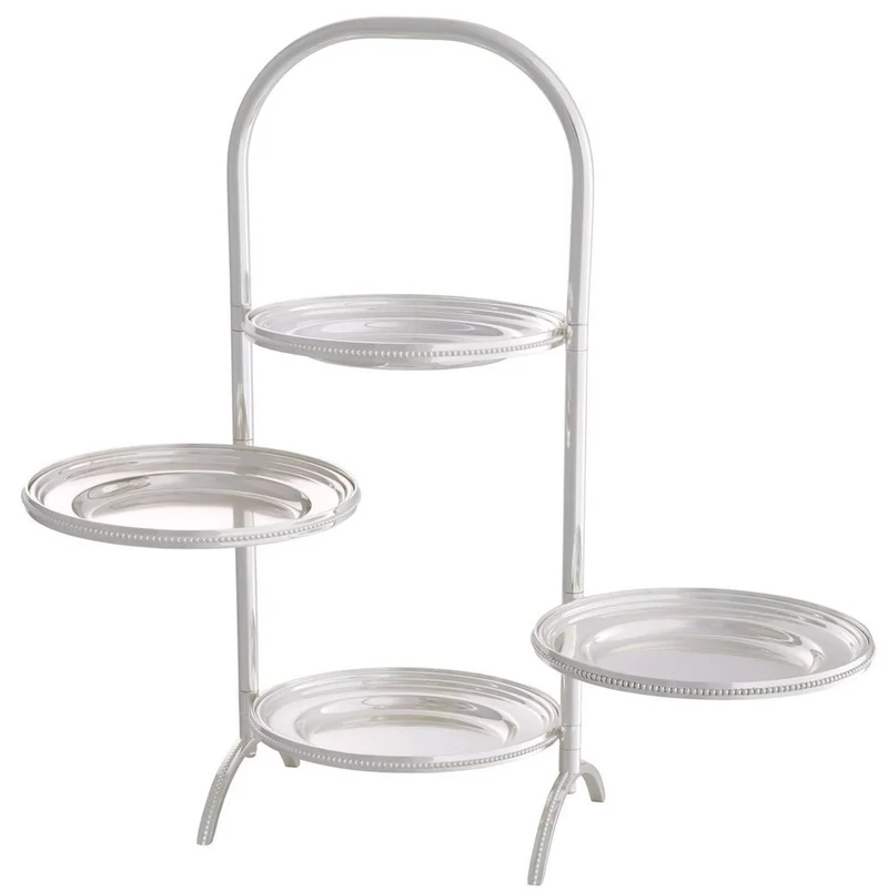 Casa Padrino Luxus Etagere mit Tragegriff Silber 21 x 18,5 x H. 47,5 cm - Gastronomie Accessoires - Restaurant Accessoires - Hotel Accessoires - Luxus Accessoires - Luxus Qualität
