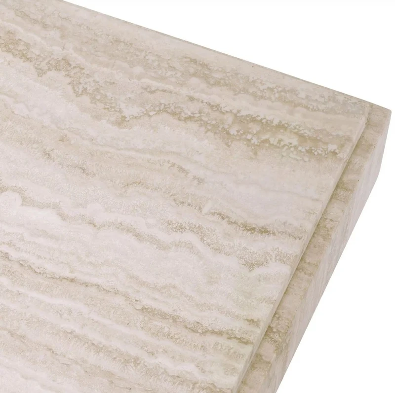 Casa Padrino Luxus Travertin Beistelltisch Beige 65 x 50,5 x H. 40,5 cm - Naturstein Beistelltisch - Wohnzimmer Möbel - Hotel Möbel - Travertin Möbel - Luxus Möbel - Luxus Einrichtung