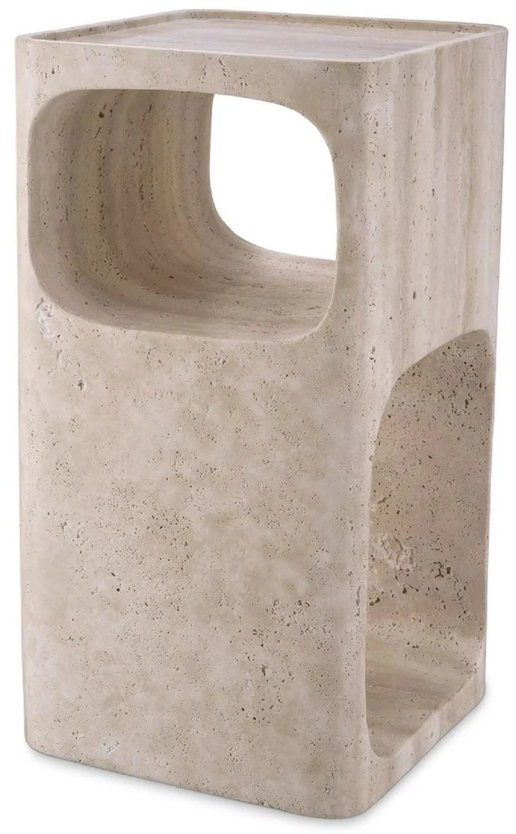Casa Padrino Luxus Travertin Beistelltisch Beige 30,5 x 30,5 x H. 56,5 cm - Naturstein Beistelltisch - Wohnzimmer Möbel - Hotel Möbel - Travertin Möbel - Luxus Möbel - Luxus Einrichtung