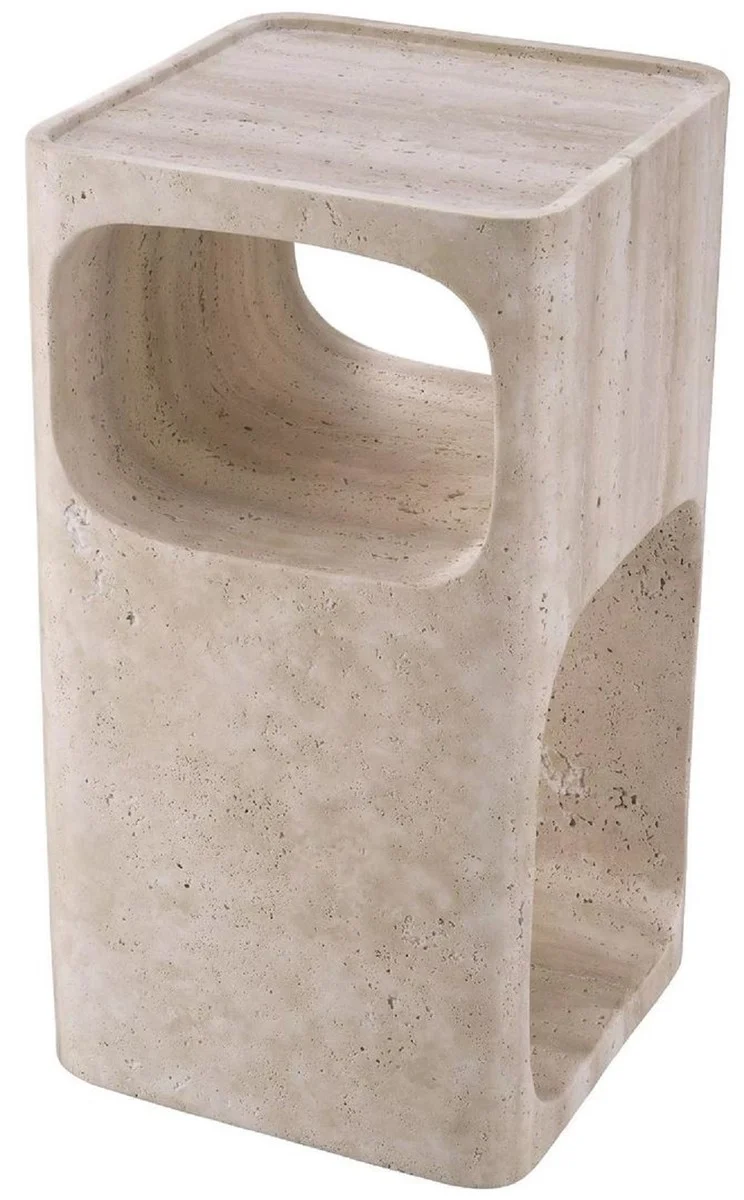 Casa Padrino Luxus Travertin Beistelltisch Beige 30,5 x 30,5 x H. 56,5 cm - Naturstein Beistelltisch - Wohnzimmer Möbel - Hotel Möbel - Travertin Möbel - Luxus Möbel - Luxus Einrichtung