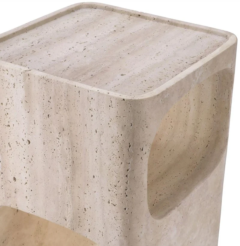 Casa Padrino Luxus Travertin Beistelltisch Beige 30,5 x 30,5 x H. 56,5 cm - Naturstein Beistelltisch - Wohnzimmer Möbel - Hotel Möbel - Travertin Möbel - Luxus Möbel - Luxus Einrichtung