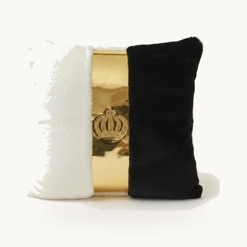Harald Glööckler Luxus Deko Kissen Pompöös by Casa Padrino Weiß / Schwarz / Gold - Glööckler Kissen - Designer Zierkissen - Harald Glööckler Designer Deko Accessoires