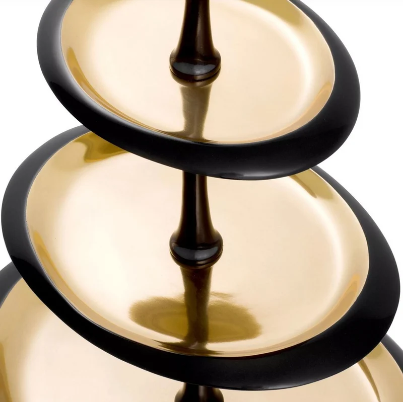 Casa Padrino Luxus Etagere Schwarz / Gold 35 x 26 x H. 48,5 cm - Ovale Kuchen & Keks Etagere - Gastronomie Accessoires - Restaurant Accessoires - Hotel Accessoires - Luxus Accessoires