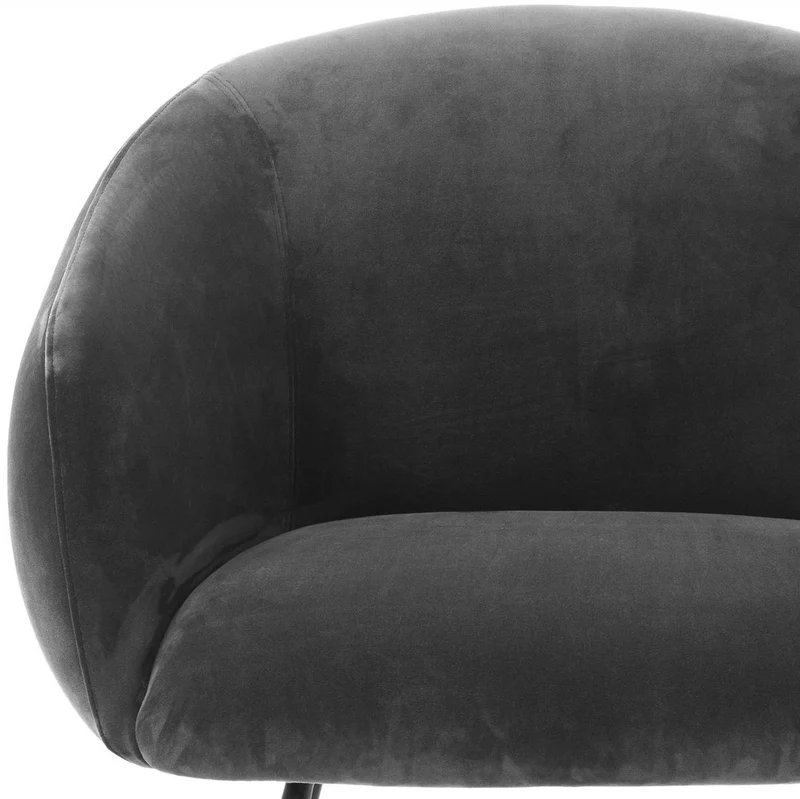 Casa Padrino Luxus Esszimmerstuhl mit Armlehnen Grau / Schwarz 61 x 60 x H. 79 cm - Küchenstuhl mit edlem Samtstoff - Esszimmer Möbel - Küchen Möbel - Luxus Möbel - Luxus Einrichtung