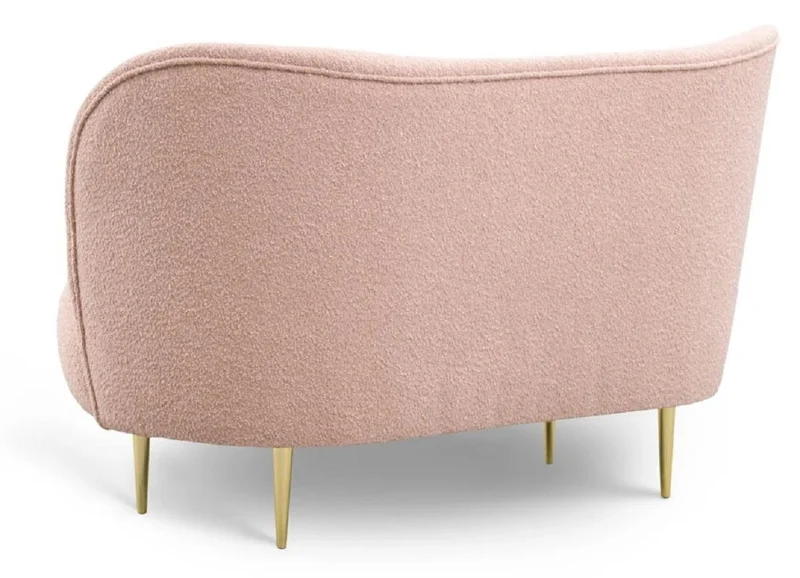 Casa Padrino Luxus 2er Sofa Rosa / Gold 130 x 72 x H. 80 cm - Wohnzimmer Sofa mit gebogener Rückenlehne - Wohnzimmer Möbel - Luxus Möbel - Wohnzimmer Einrichtung - Luxus Einrichtung