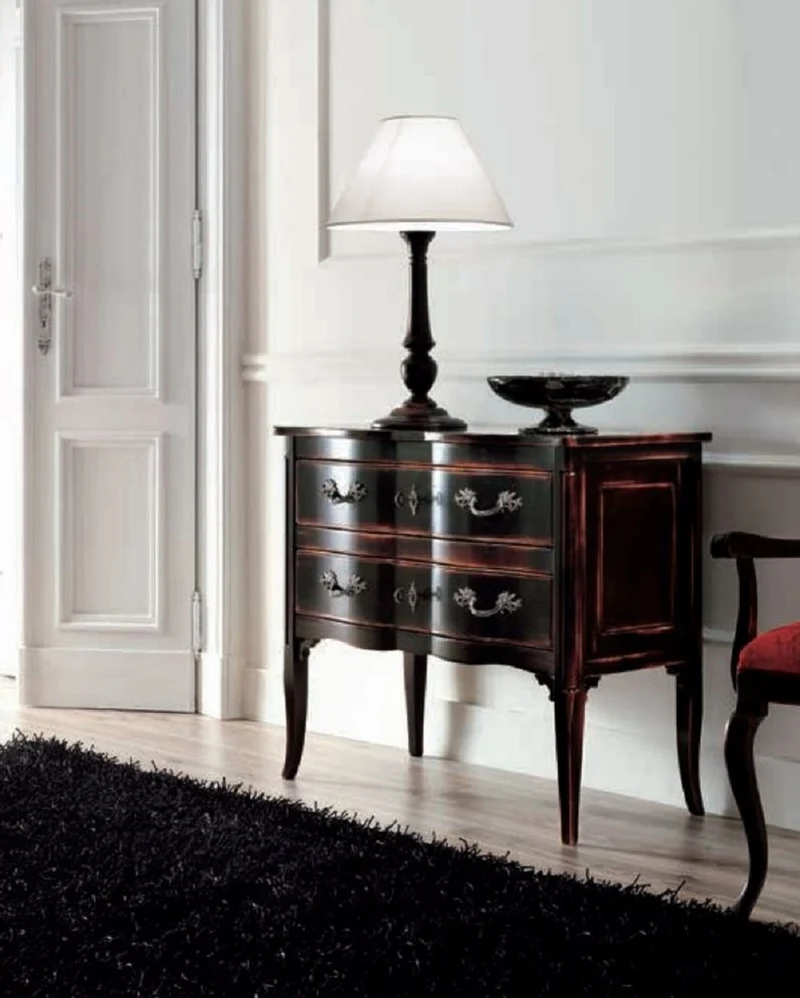 Casa Padrino Luxus Barock Kommode Antik Schwarz / Silber - Handgefertigte Massivholz Kommode mit 2 Schubladen - Barockstil Schlafzimmer Möbel - Barock Möbel - Luxus Qualität - Made in Italy