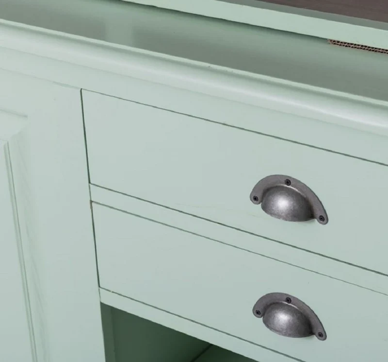 Casa Padrino Landhausstil Barschrank Mintgrün / Grau 240 x 50 x H. 210 cm - Massivholz Weinschrank im Landhausstil - Landhausstil Möbel - Bar Möbel im Landhausstil - Landhausstil Einrichtung